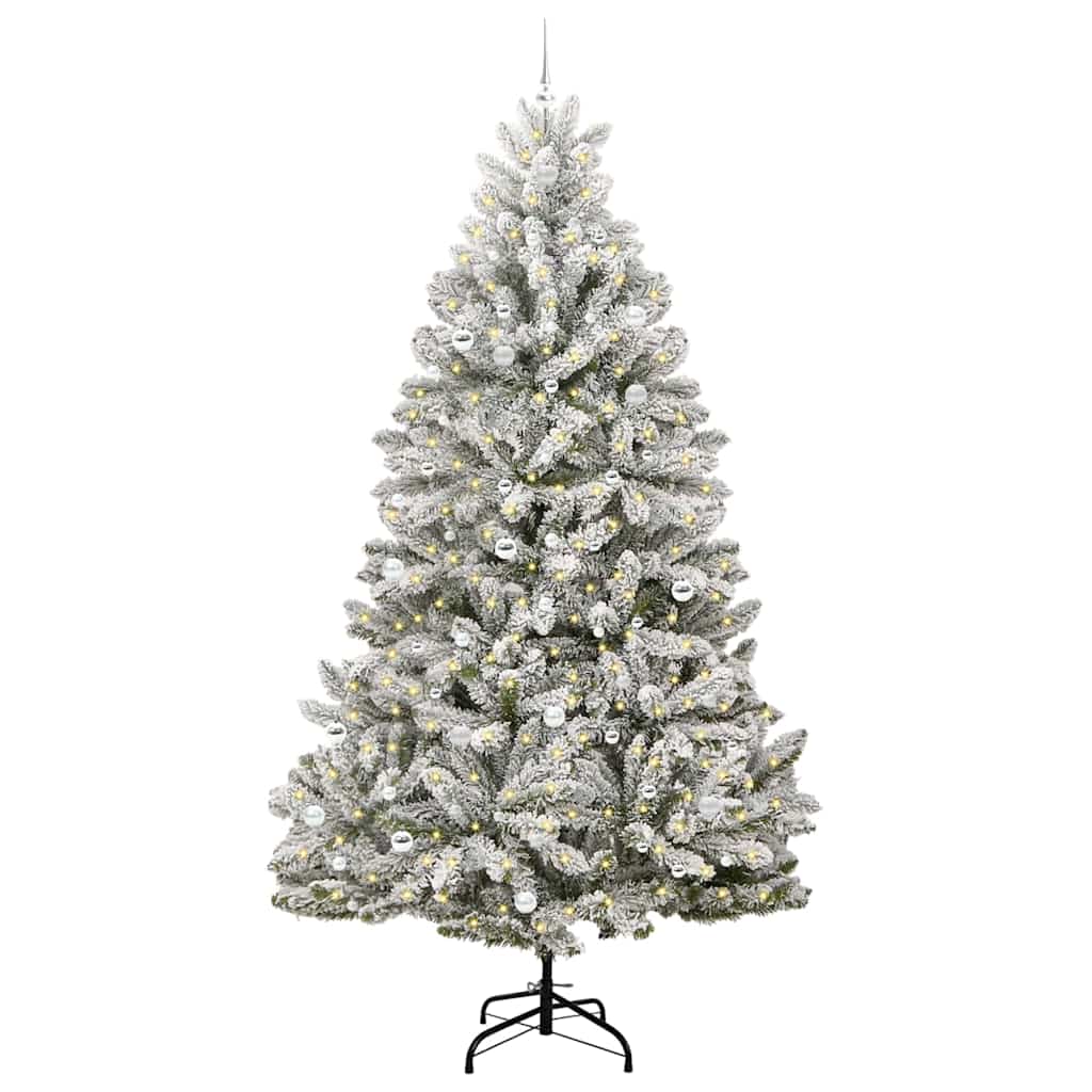 Kunstig juletre Grønn og hvit 270 cm PVC og metall