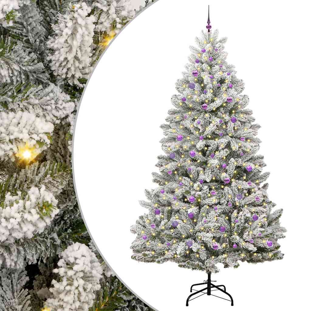 Kunstig juletre Grønn og hvit 270 cm PVC og metall