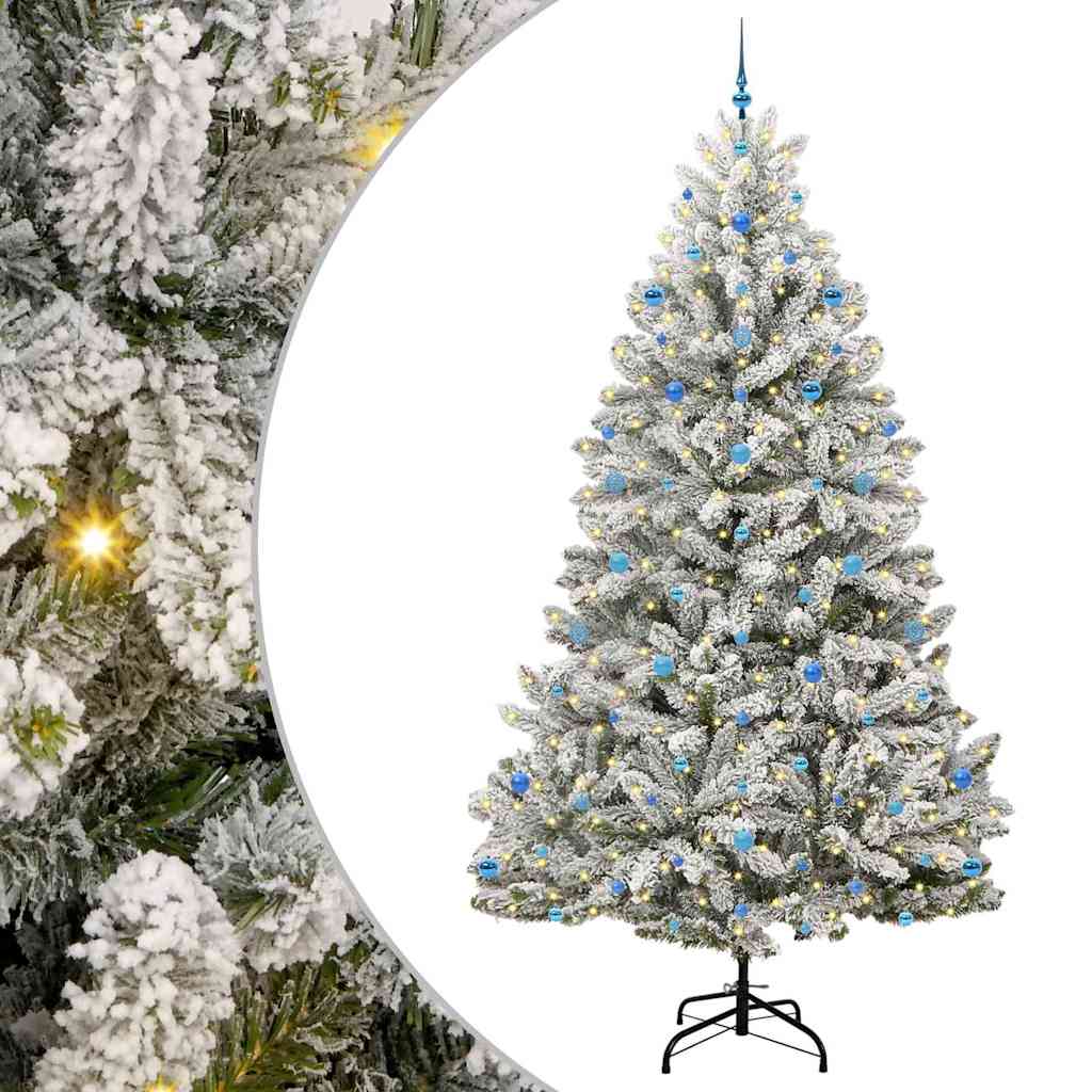 Kunstig juletre Grønn og hvit 270 cm PVC og metall