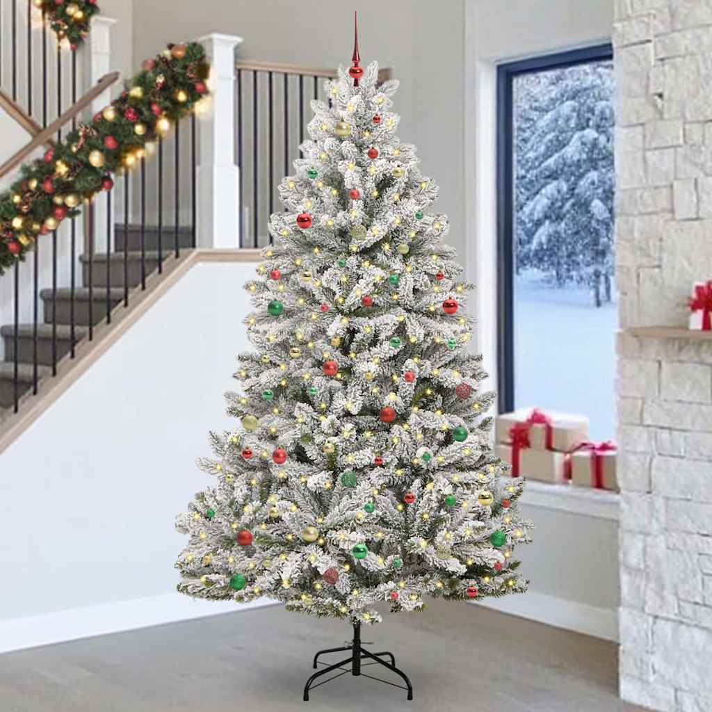 Kunstig juletre Grønn og hvit 270 cm PVC og metall