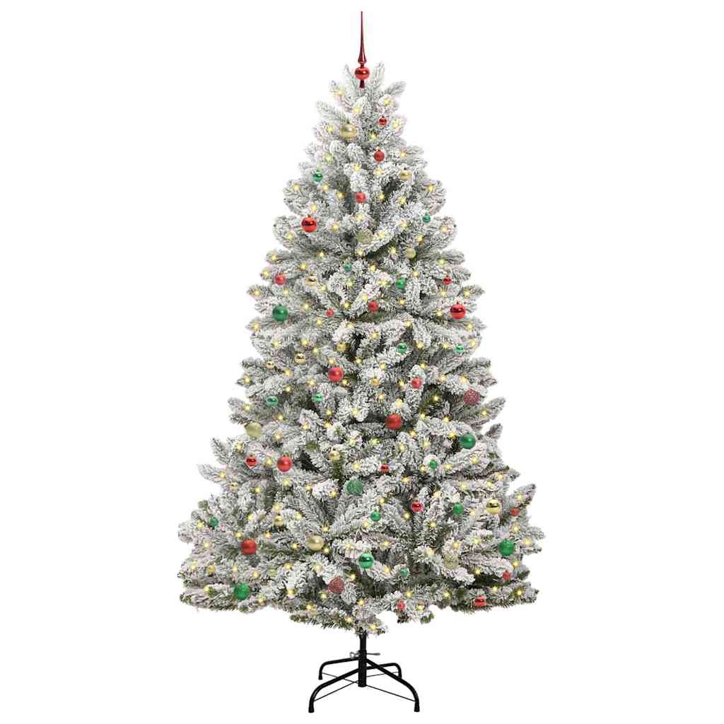 Kunstig juletre Grønn og hvit 270 cm PVC og metall