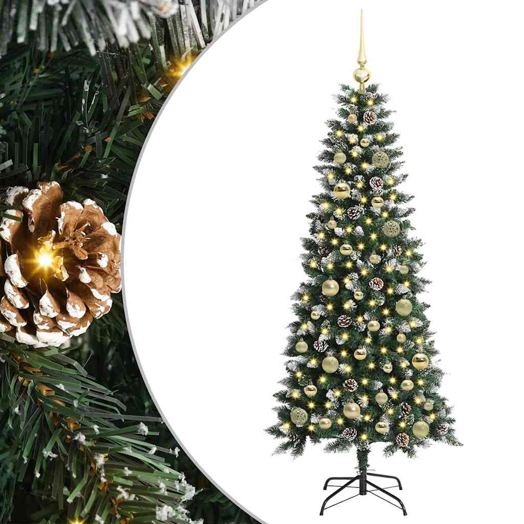 Kunstig juletre med 150 LED grønn 150 cm PVC og plast og stål