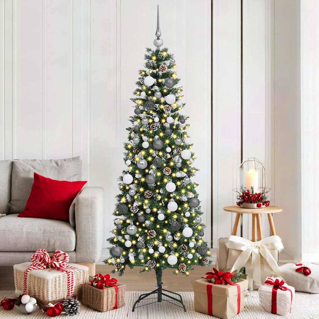 Kunstig juletre med 300 LED grønn 180 cm PVC og plast og stål