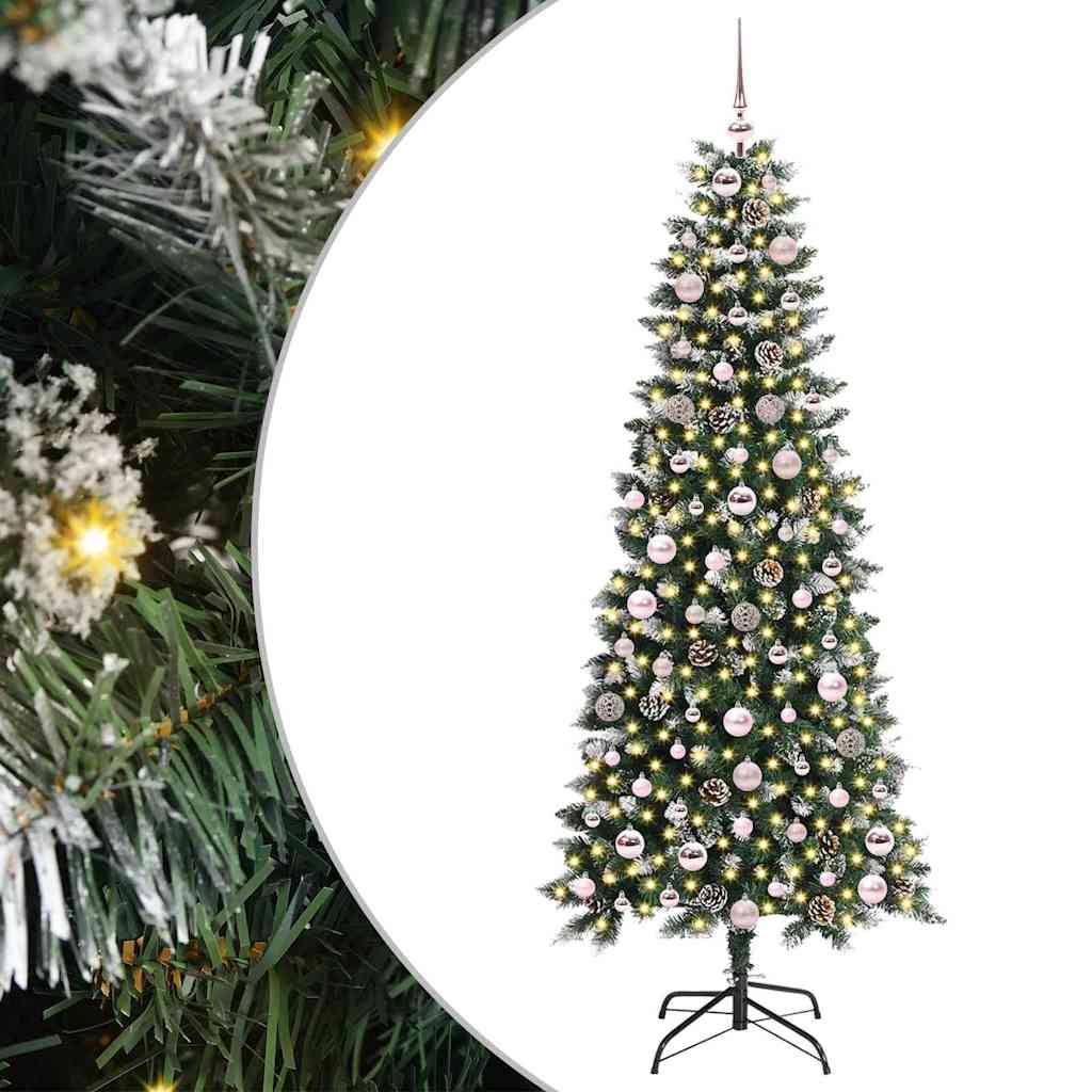 Kunstig juletre med 300 LED grønn 180 cm PVC og plast og stål