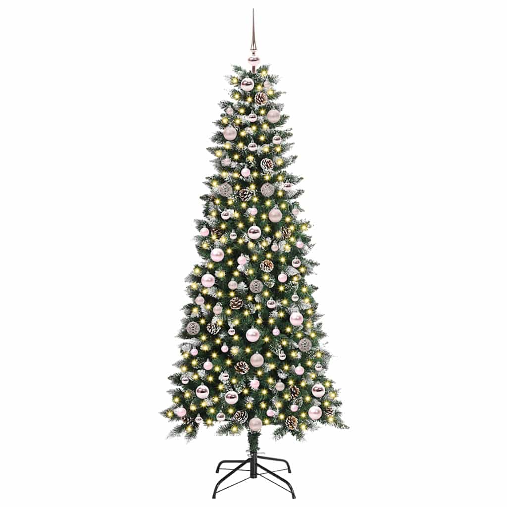 Kunstig juletre med 300 LED grønn 180 cm PVC og plast og stål