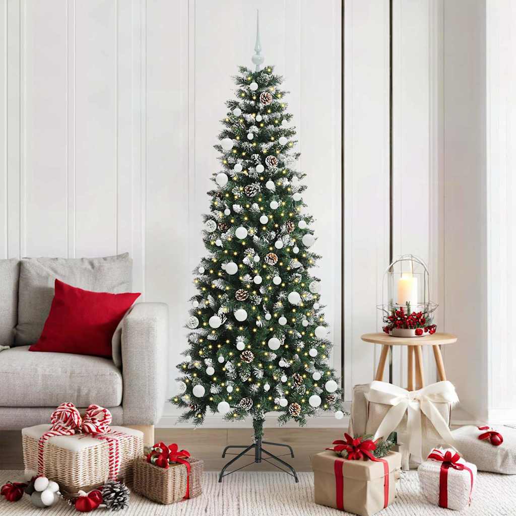 Kunstig juletre med 300 LED grønn 180 cm PVC og plast og stål