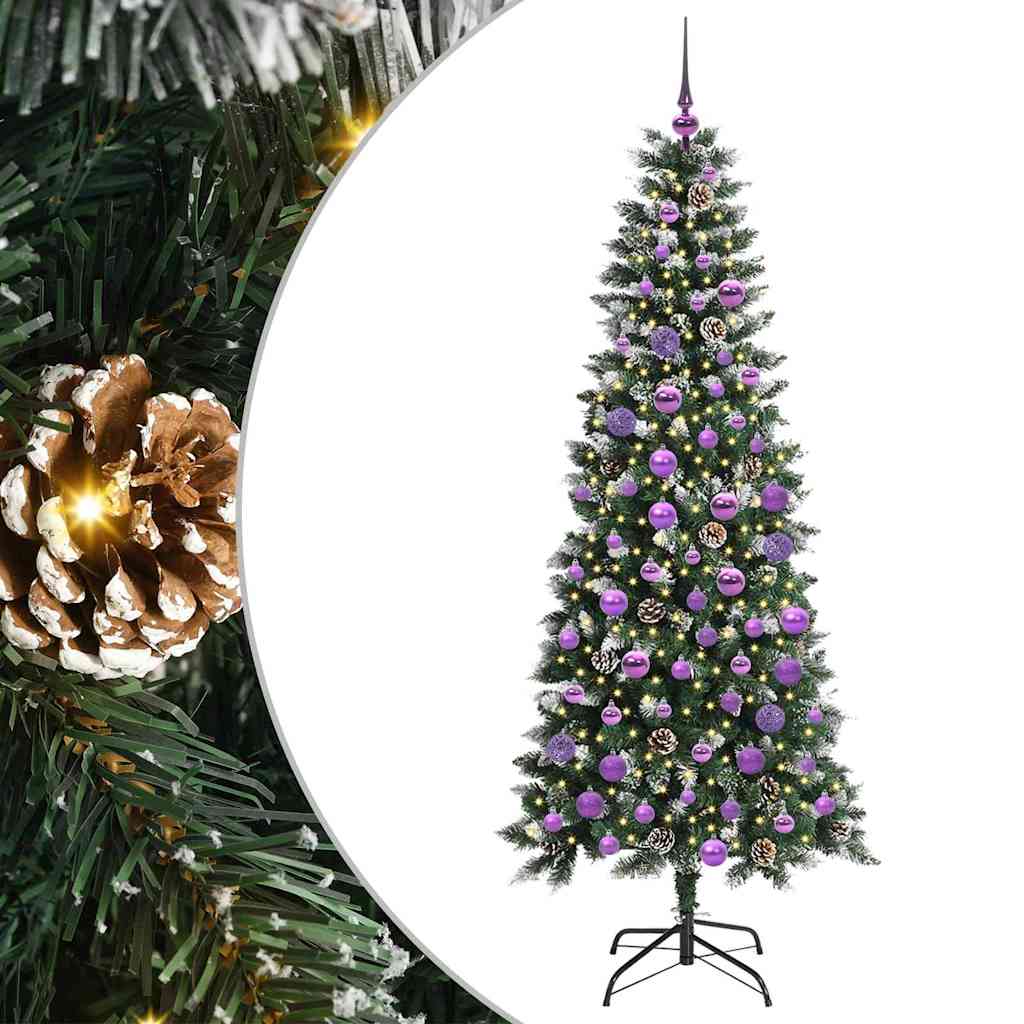 Kunstig juletre med 300 LED grønn 180 cm PVC og plast og stål