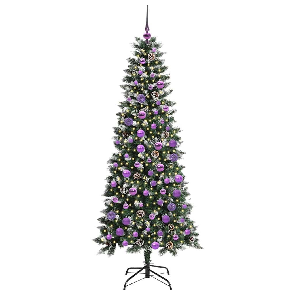 Kunstig juletre med 300 LED grønn 180 cm PVC og plast og stål