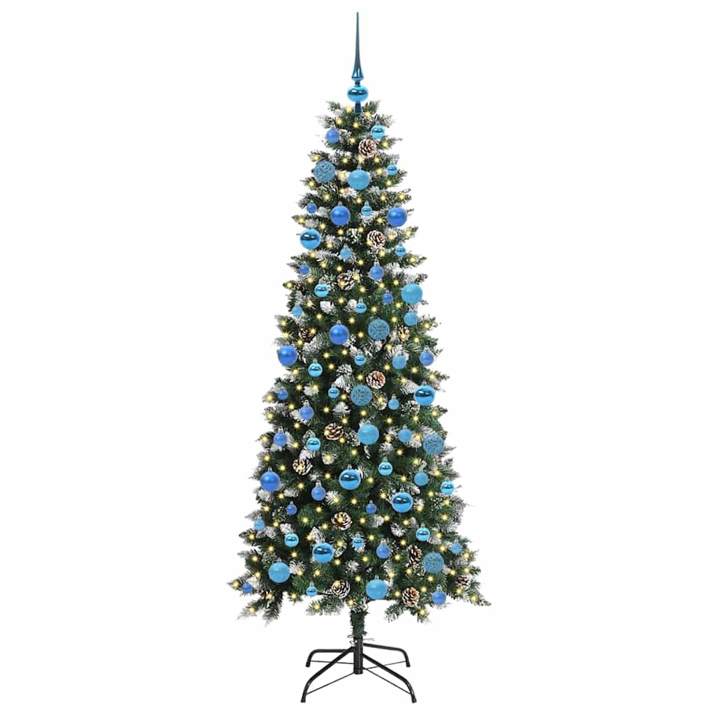 Kunstig juletre med 300 LED grønn 180 cm PVC og plast og stål