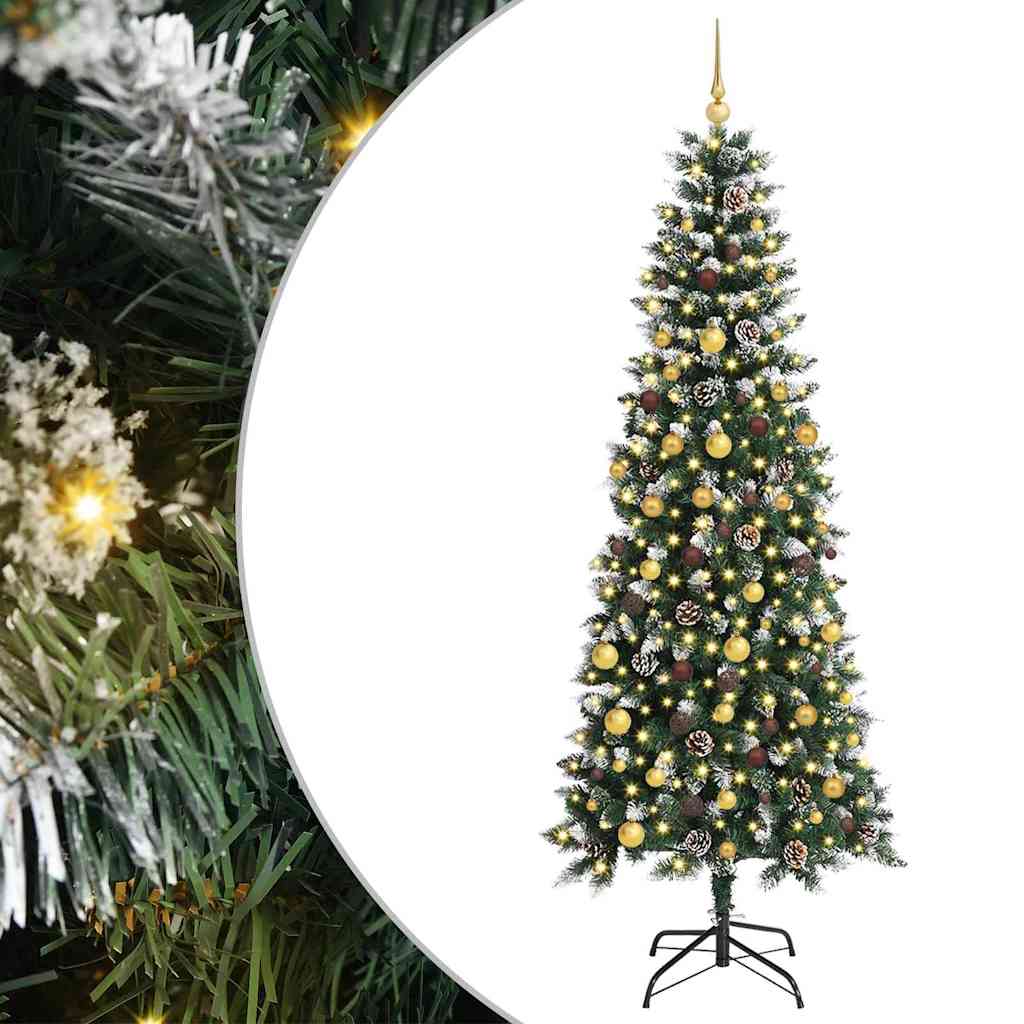 Kunstig juletre med 300 LED grønn 210 cm PVC og plast og stål