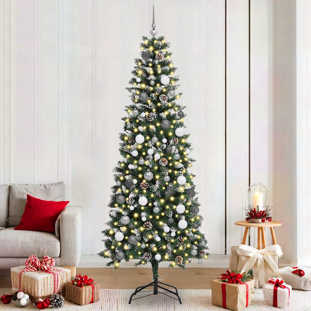 Kunstig juletre med 300 LED grønn 210 cm PVC og plast og stål