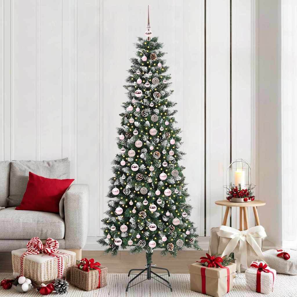 Kunstig juletre med 300 LED grønn 210 cm PVC og plast og stål