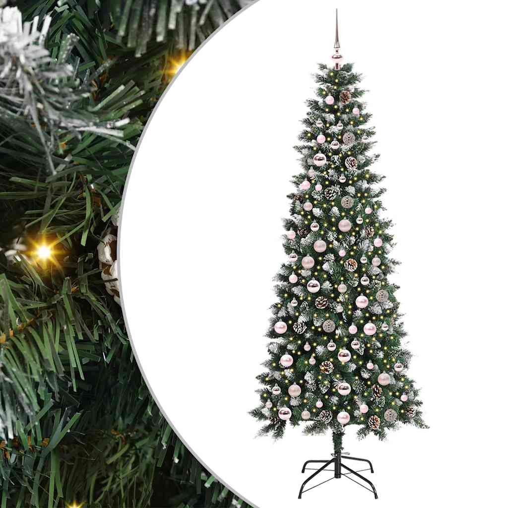 Kunstig juletre med 300 LED grønn 210 cm PVC og plast og stål
