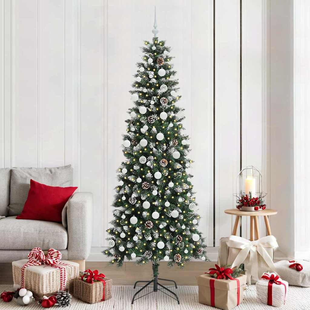 Kunstig juletre med 300 LED grønn 210 cm PVC og plast og stål