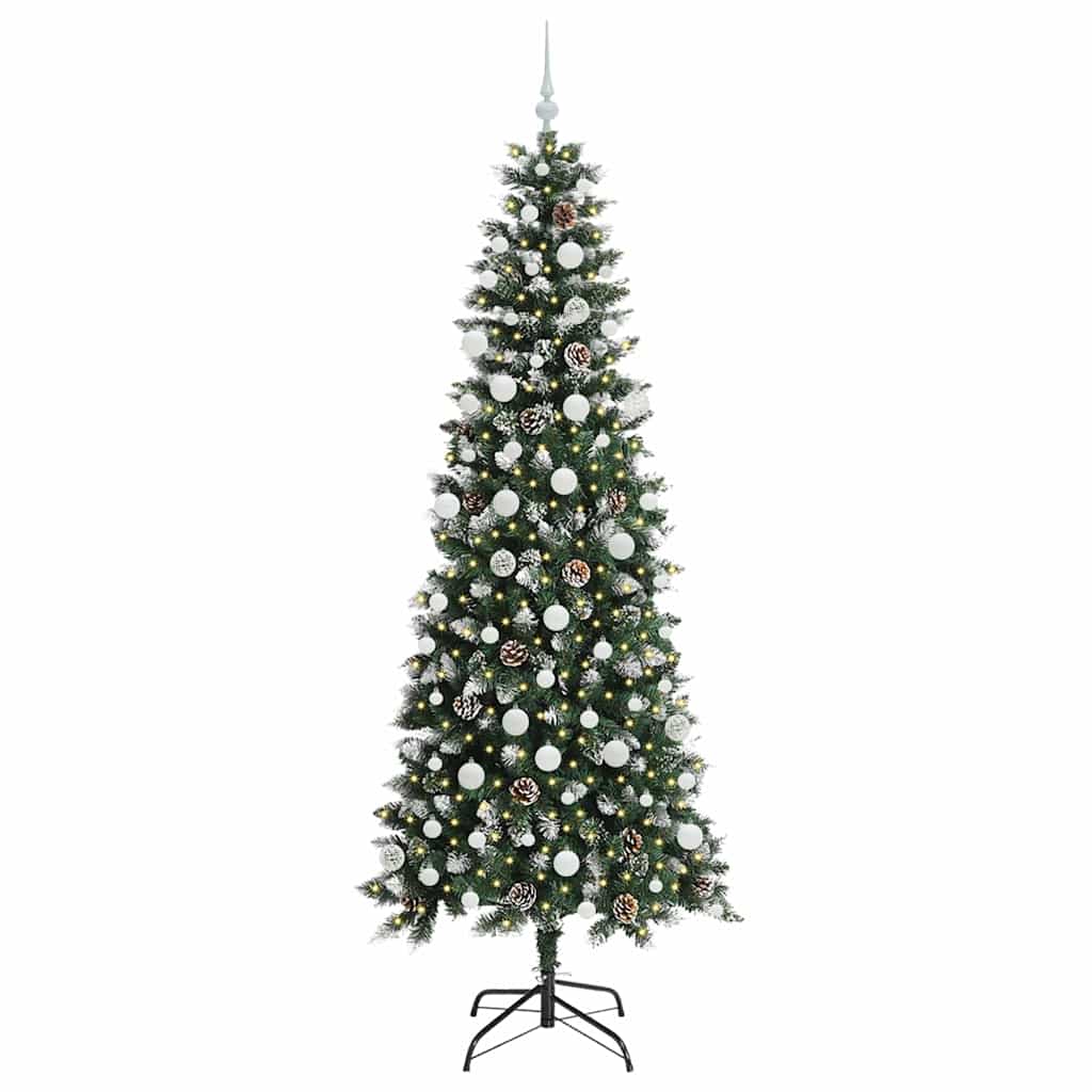 Kunstig juletre med 300 LED grønn 210 cm PVC og plast og stål
