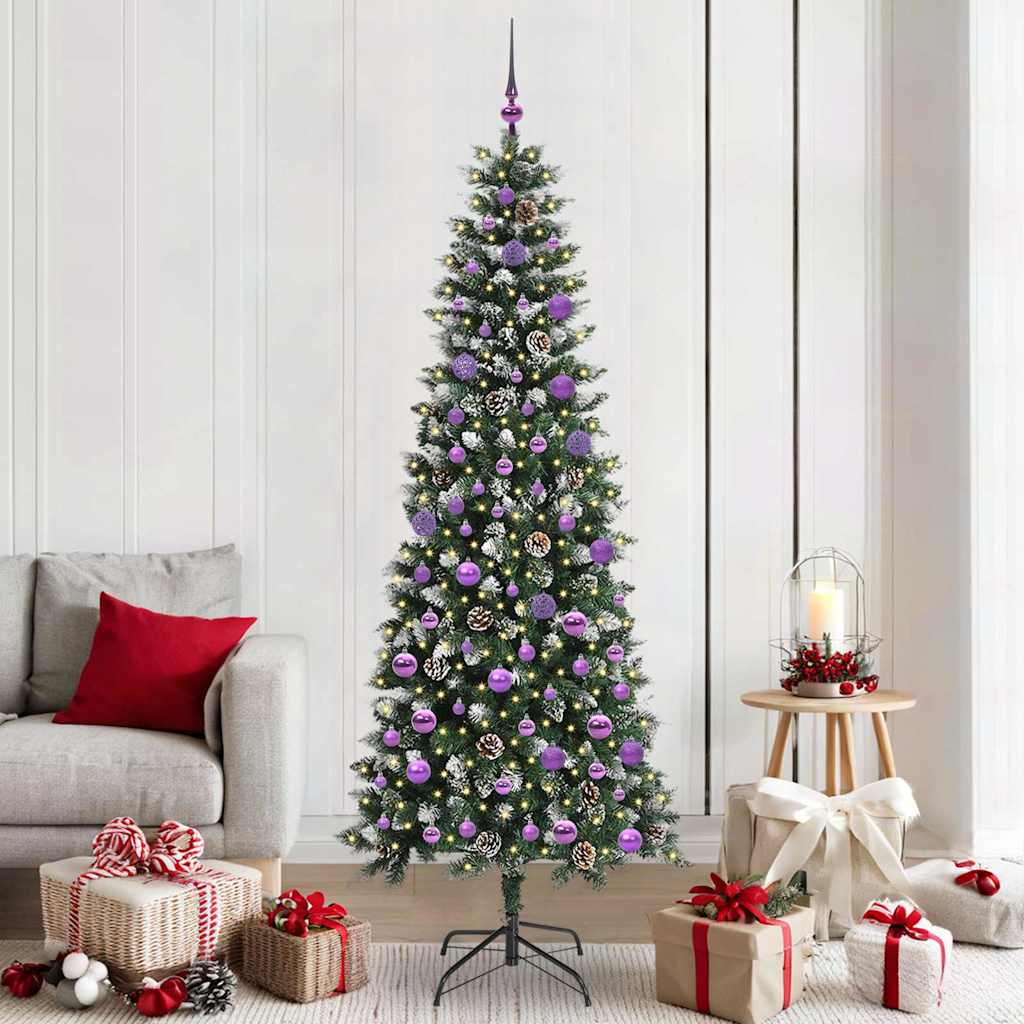 Kunstig juletre med 300 LED grønn 210 cm PVC og plast og stål