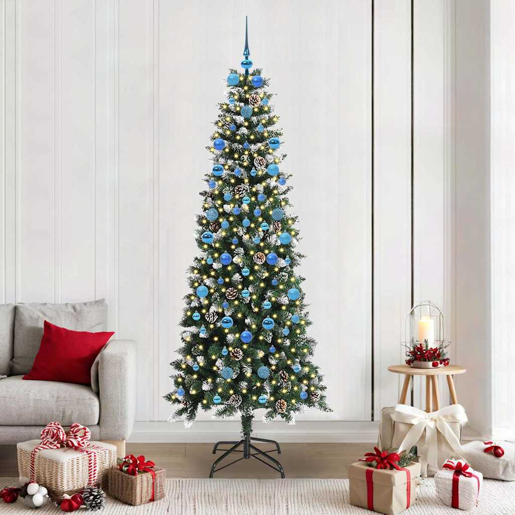 Kunstig juletre med 300 LED grønn 210 cm PVC og plast og stål