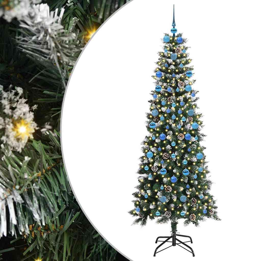 Kunstig juletre med 300 LED grønn 210 cm PVC og plast og stål