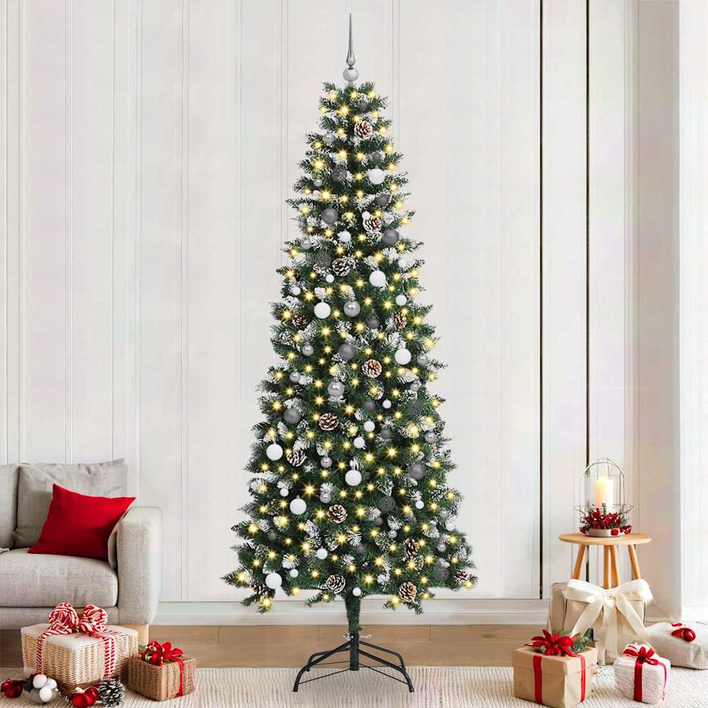 Kunstig juletre med 300 LED grønn 240 cm PVC og plast og stål