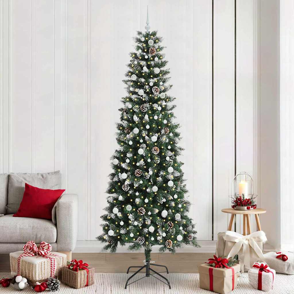 Kunstig juletre med 300 LED grønn 240 cm PVC og plast og stål