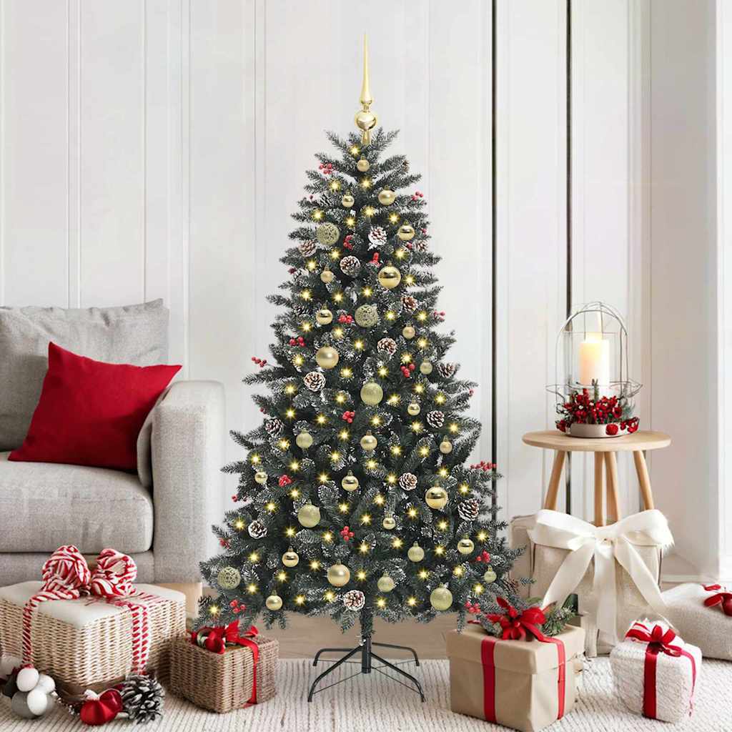 Kunstig juletre med 150 LED grønn 150 cm PVC og plast og stål
