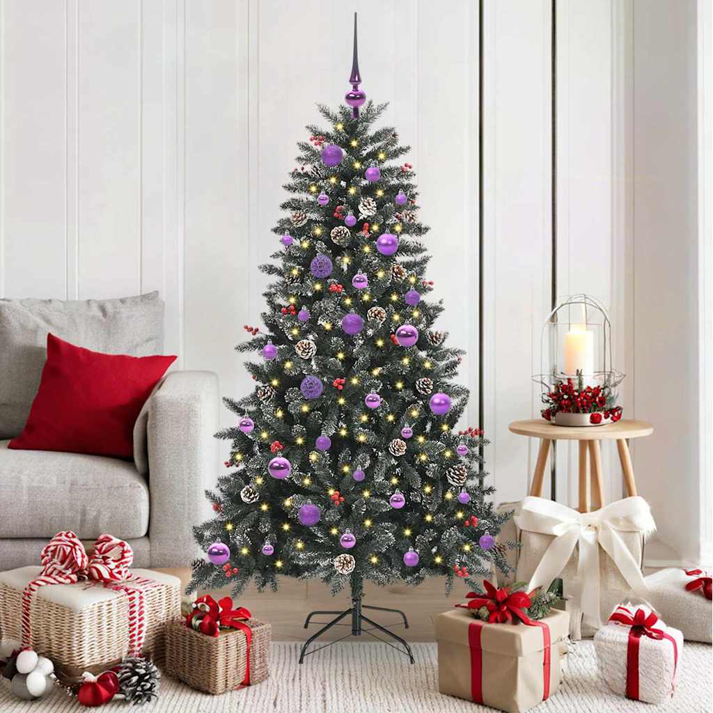 Kunstig juletre med 150 LED grønn 150 cm PVC og plast og stål