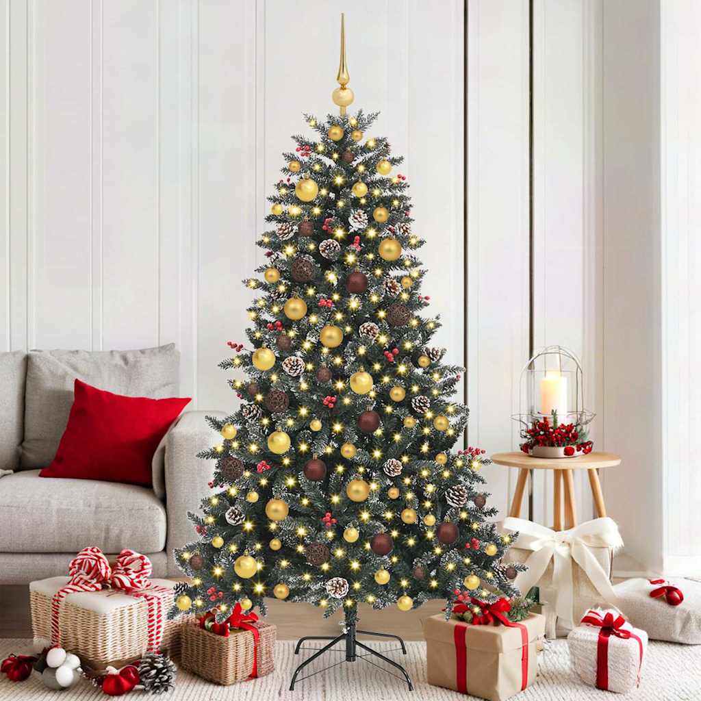 Kunstig juletre med 300 LED grønn 180 cm PVC og plast og stål