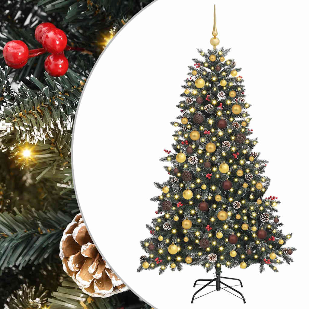 Kunstig juletre med 300 LED grønn 180 cm PVC og plast og stål