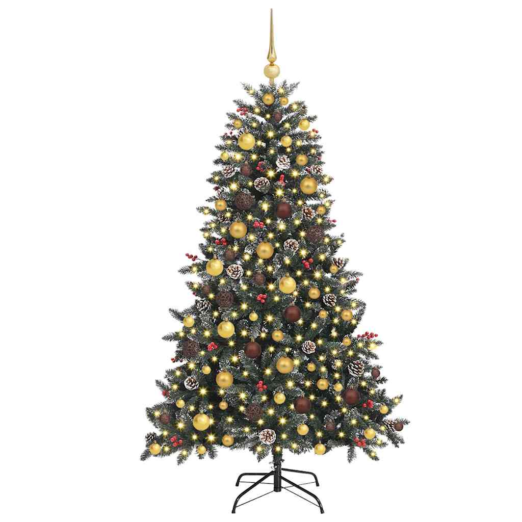 Kunstig juletre med 300 LED grønn 180 cm PVC og plast og stål
