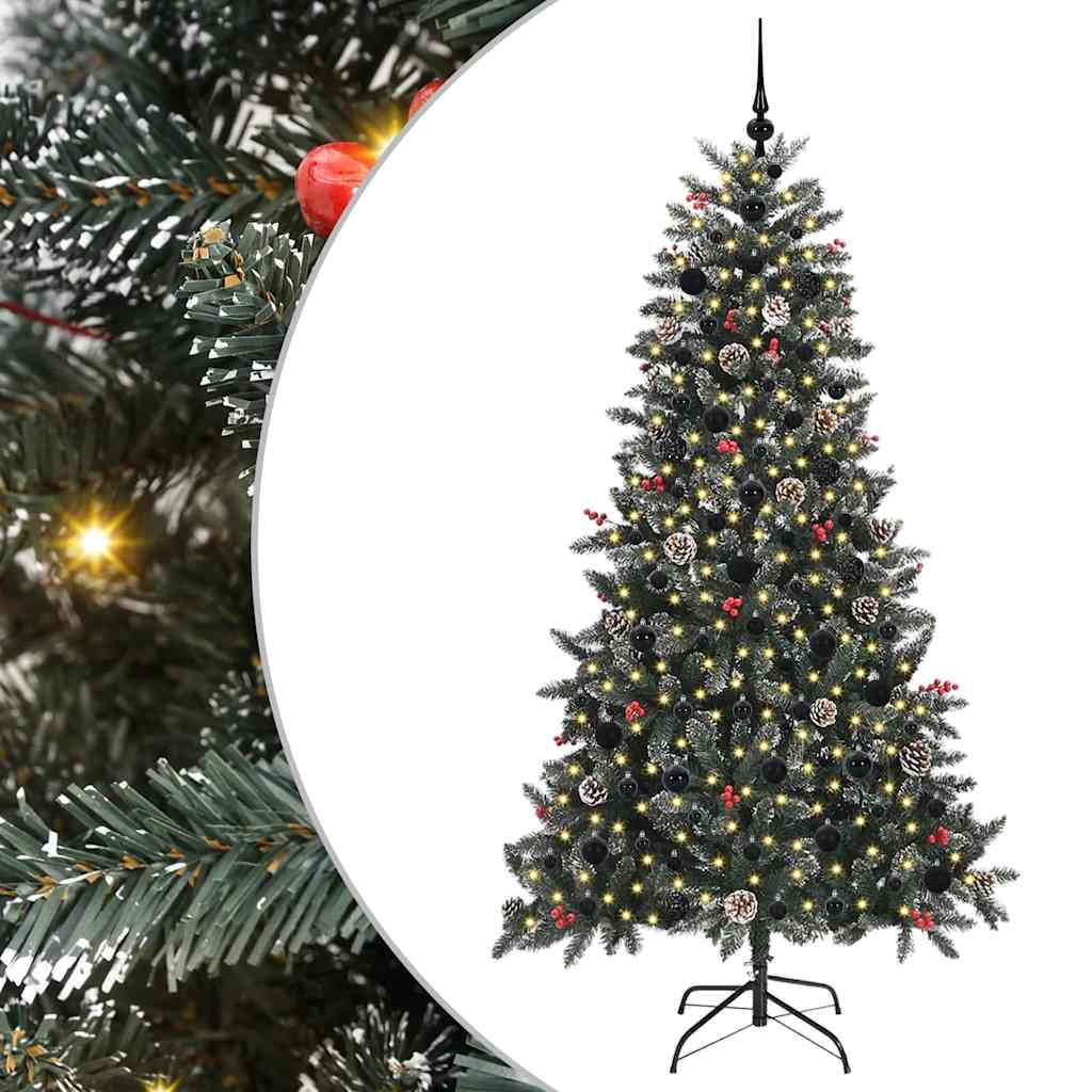 Kunstig juletre med 300 LED grønn 180 cm PVC og plast og stål
