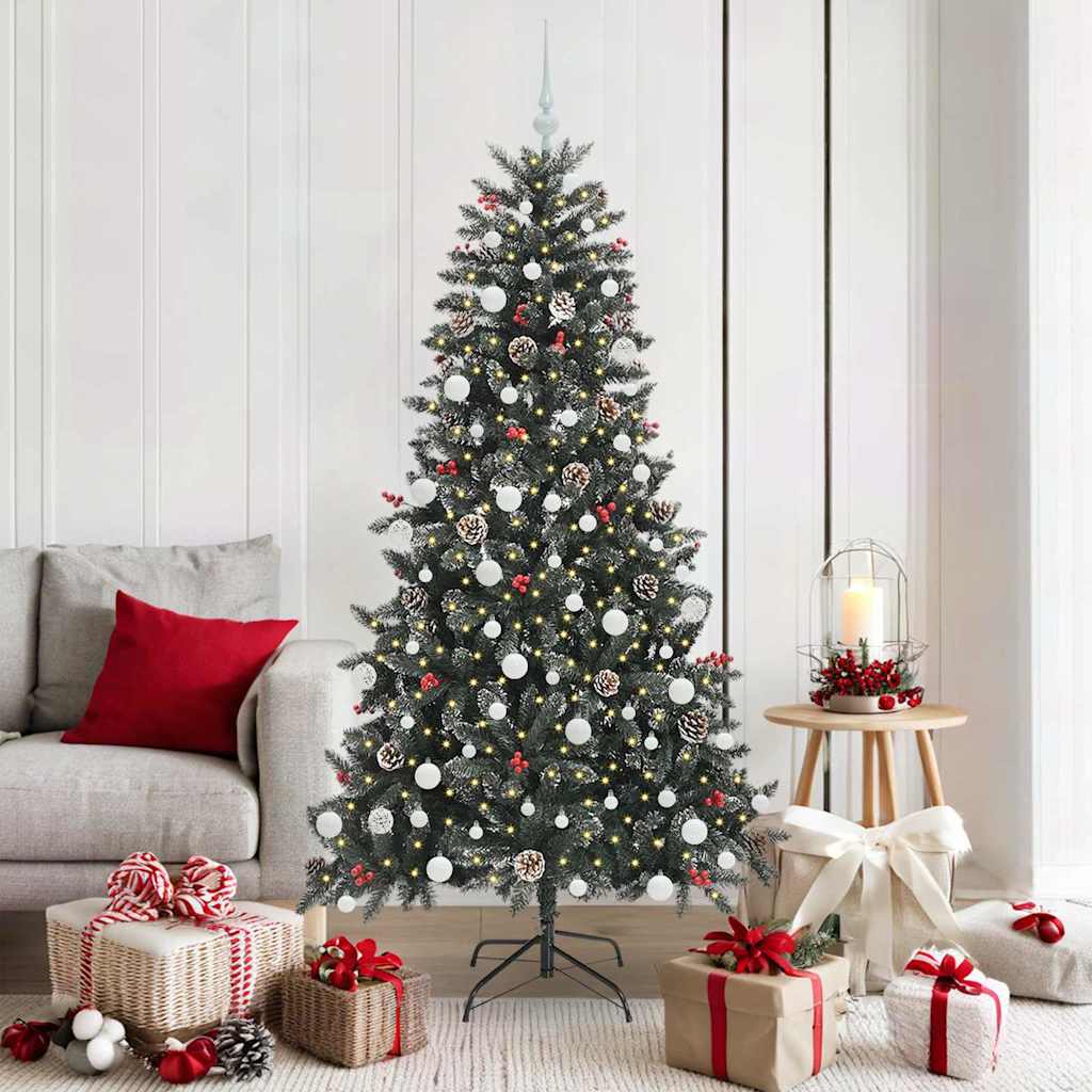 Kunstig juletre med 300 LED grønn 180 cm PVC og plast og stål