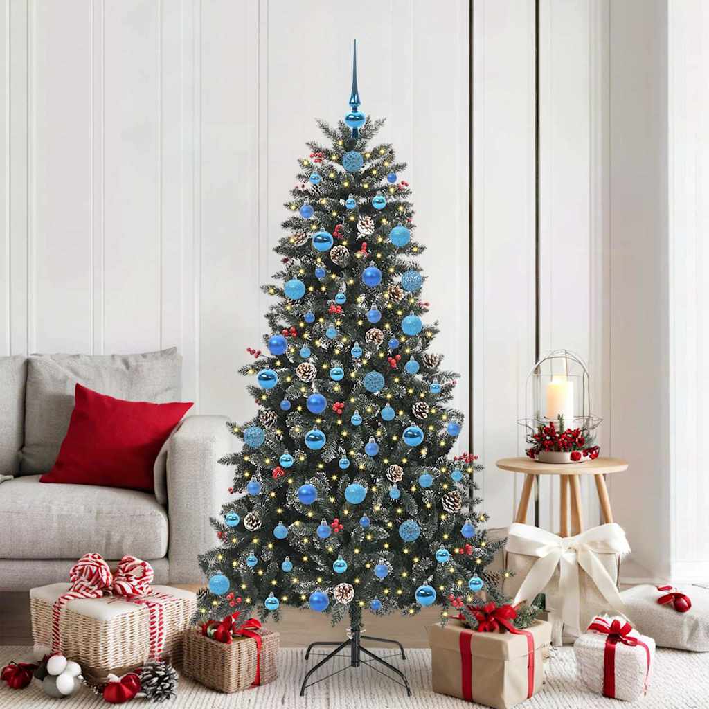 Kunstig juletre med 300 LED grønn 180 cm PVC og plast og stål