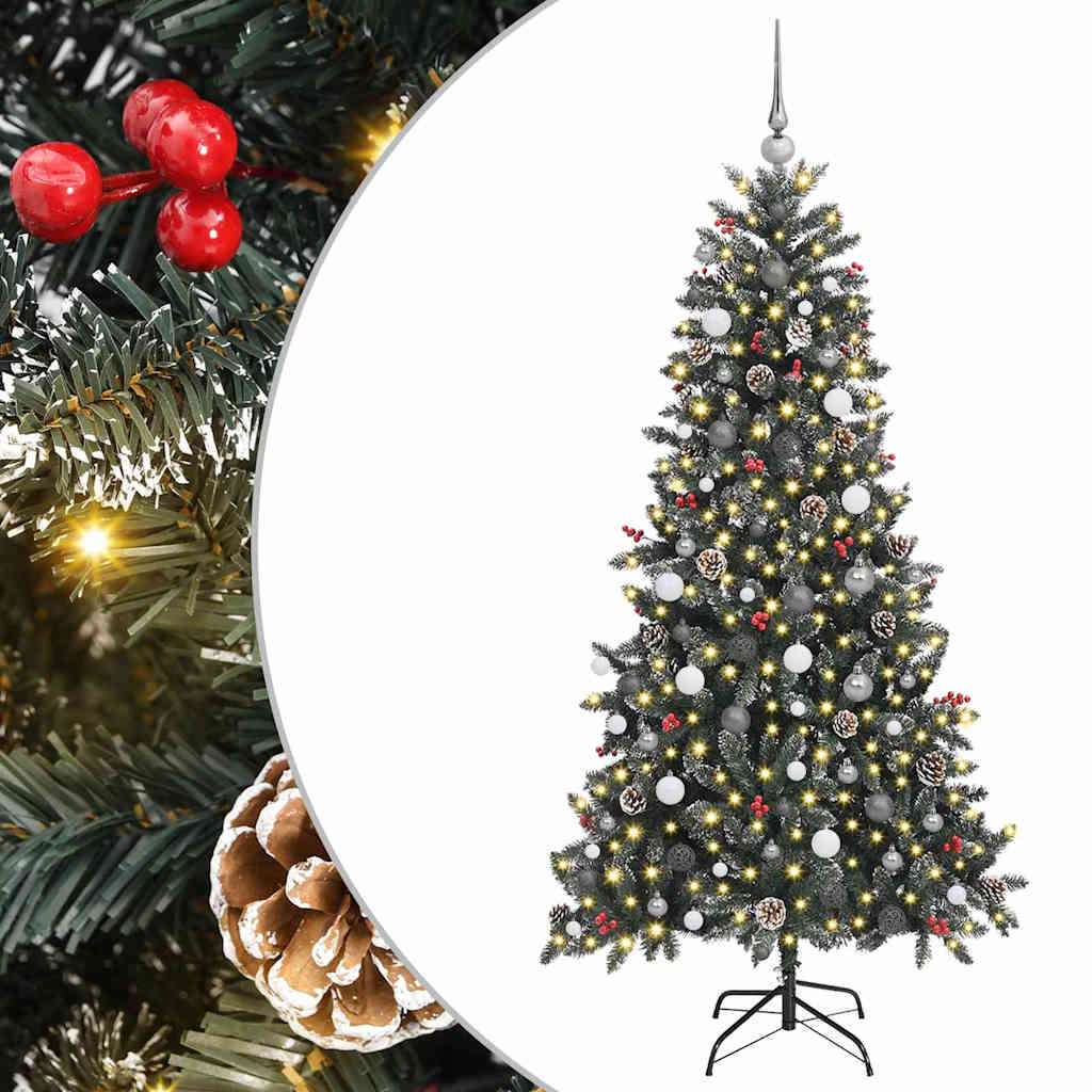 Kunstig juletre med 300 LED grønn 210 cm PVC og plast og stål