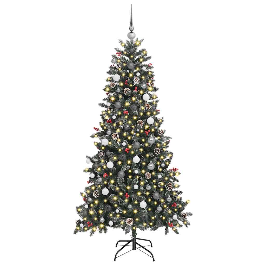 Kunstig juletre med 300 LED grønn 210 cm PVC og plast og stål