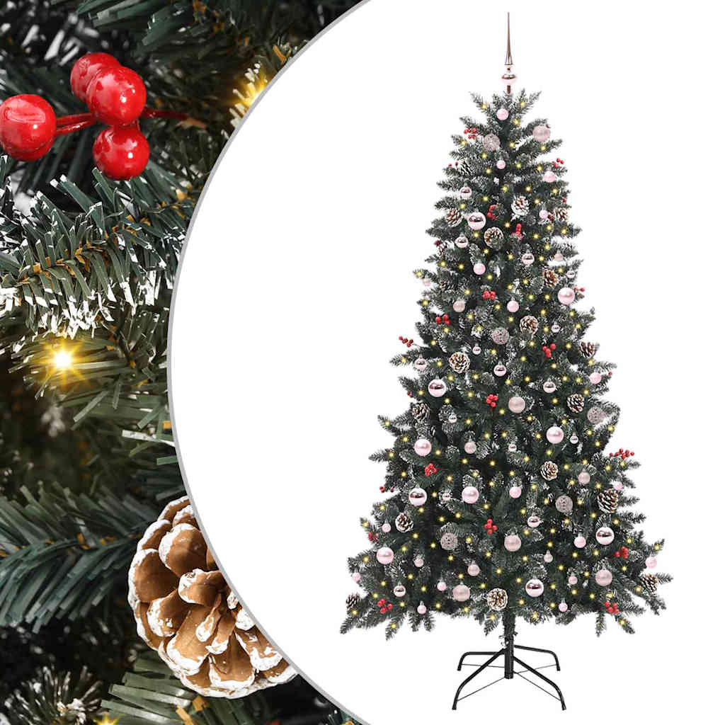 Kunstig juletre med 300 LED grønn 210 cm PVC og plast og stål