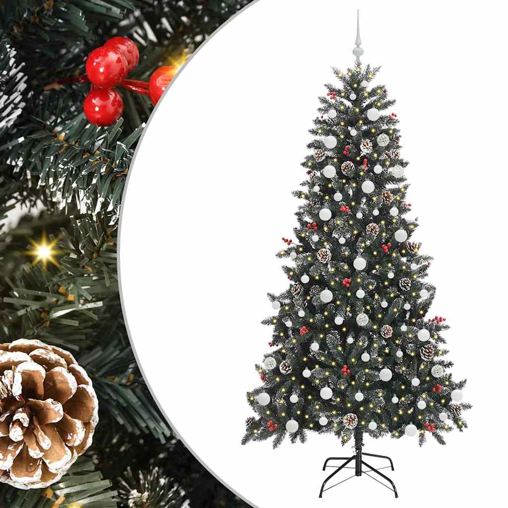 Kunstig juletre med 300 LED grønn 210 cm PVC og plast og stål