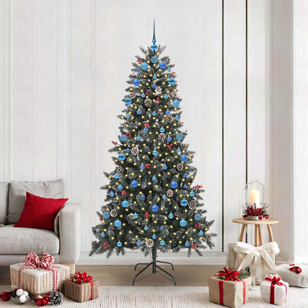Kunstig juletre med 300 LED grønn 210 cm PVC og plast og stål