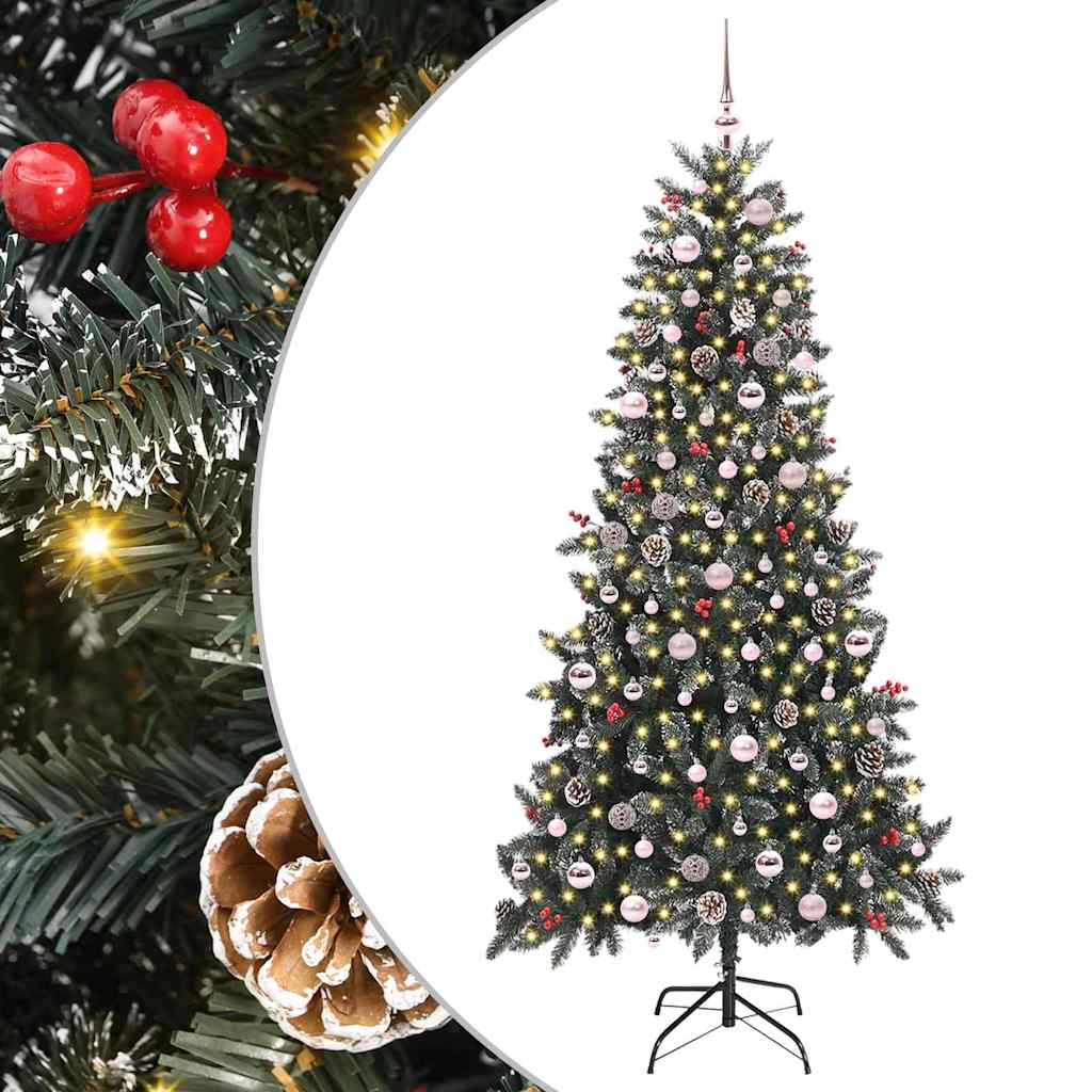 Kunstig juletre med 300 LED grønn 240 cm PVC og plast og stål