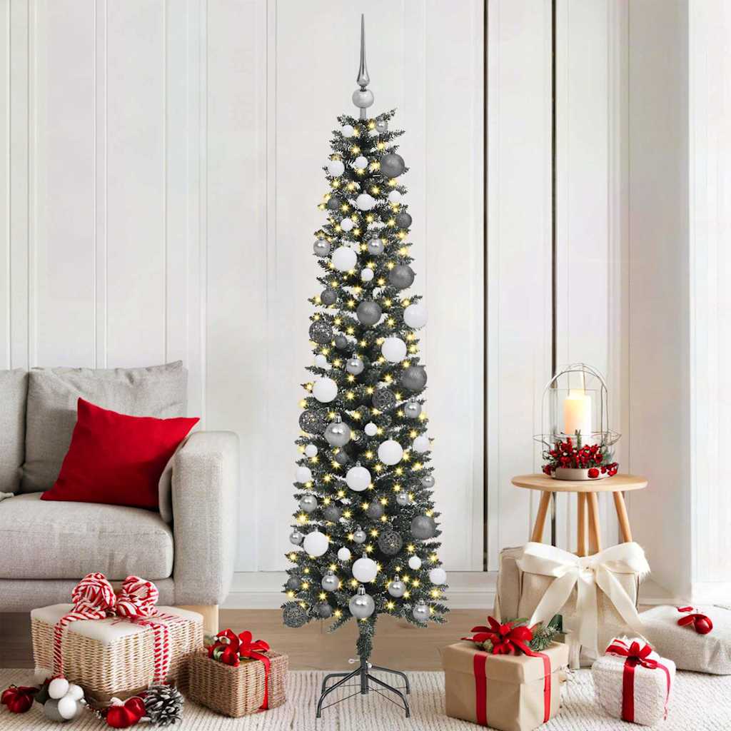 Kunstig juletre med 300 LED grønn 180 cm PVC og plast og stål