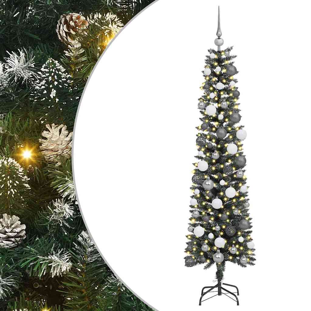 Kunstig juletre med 300 LED grønn 180 cm PVC og plast og stål
