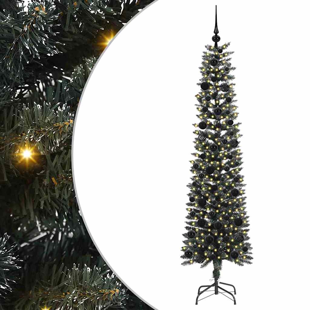 Kunstig juletre med 300 LED grønn 180 cm PVC og plast og stål