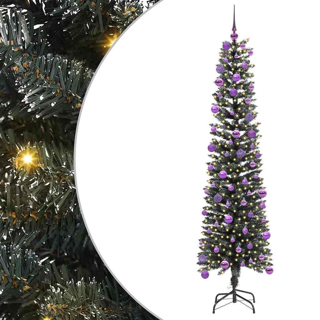 Kunstig juletre med 300 LED grønn 180 cm PVC og plast og stål