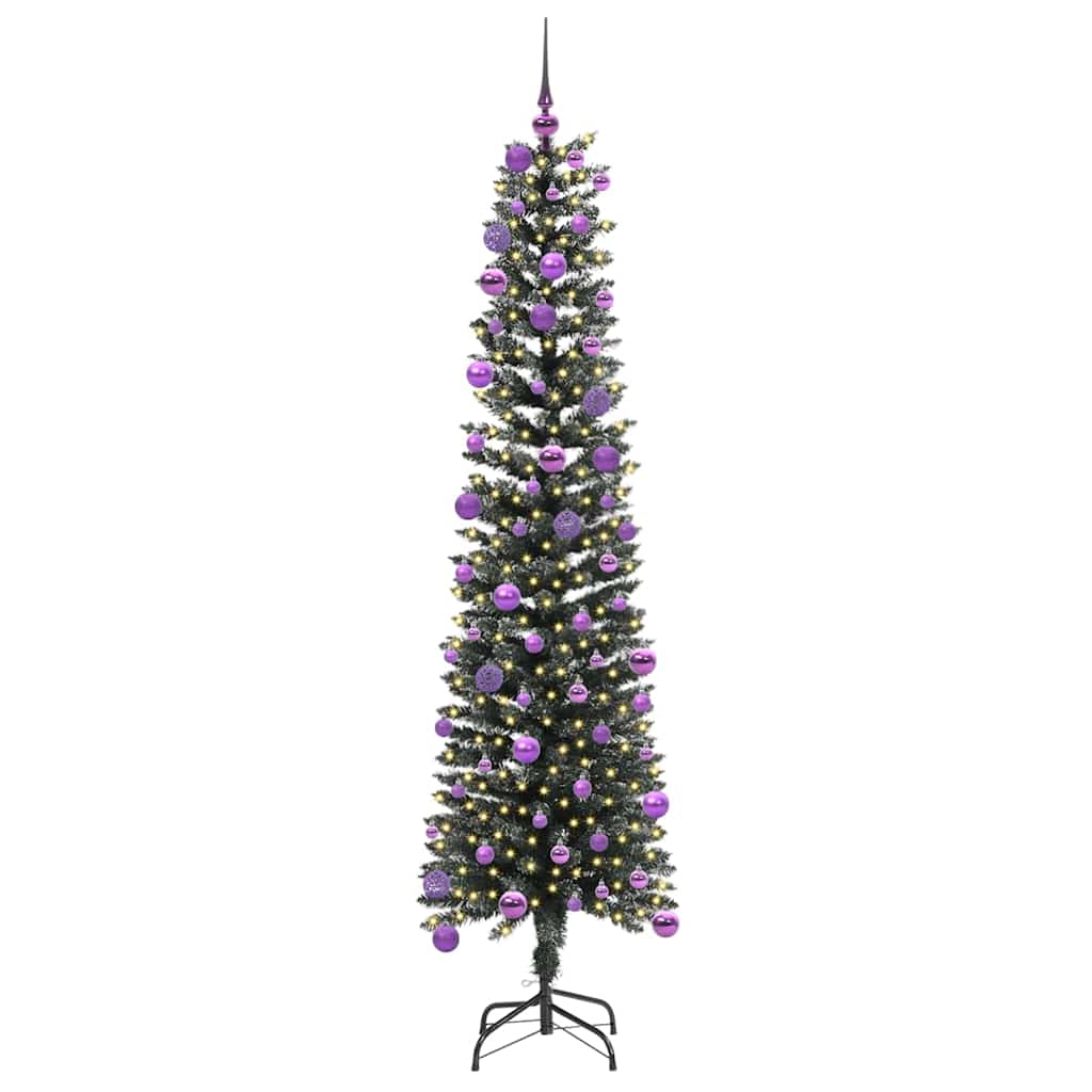 Kunstig juletre med 300 LED grønn 180 cm PVC og plast og stål