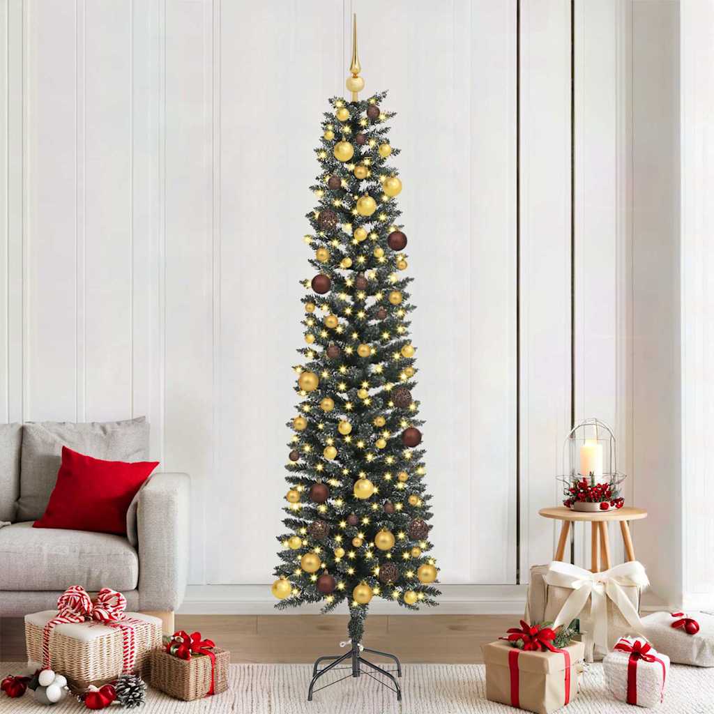 Kunstig juletre med 300 LED grønn 210 cm PVC og plast og stål