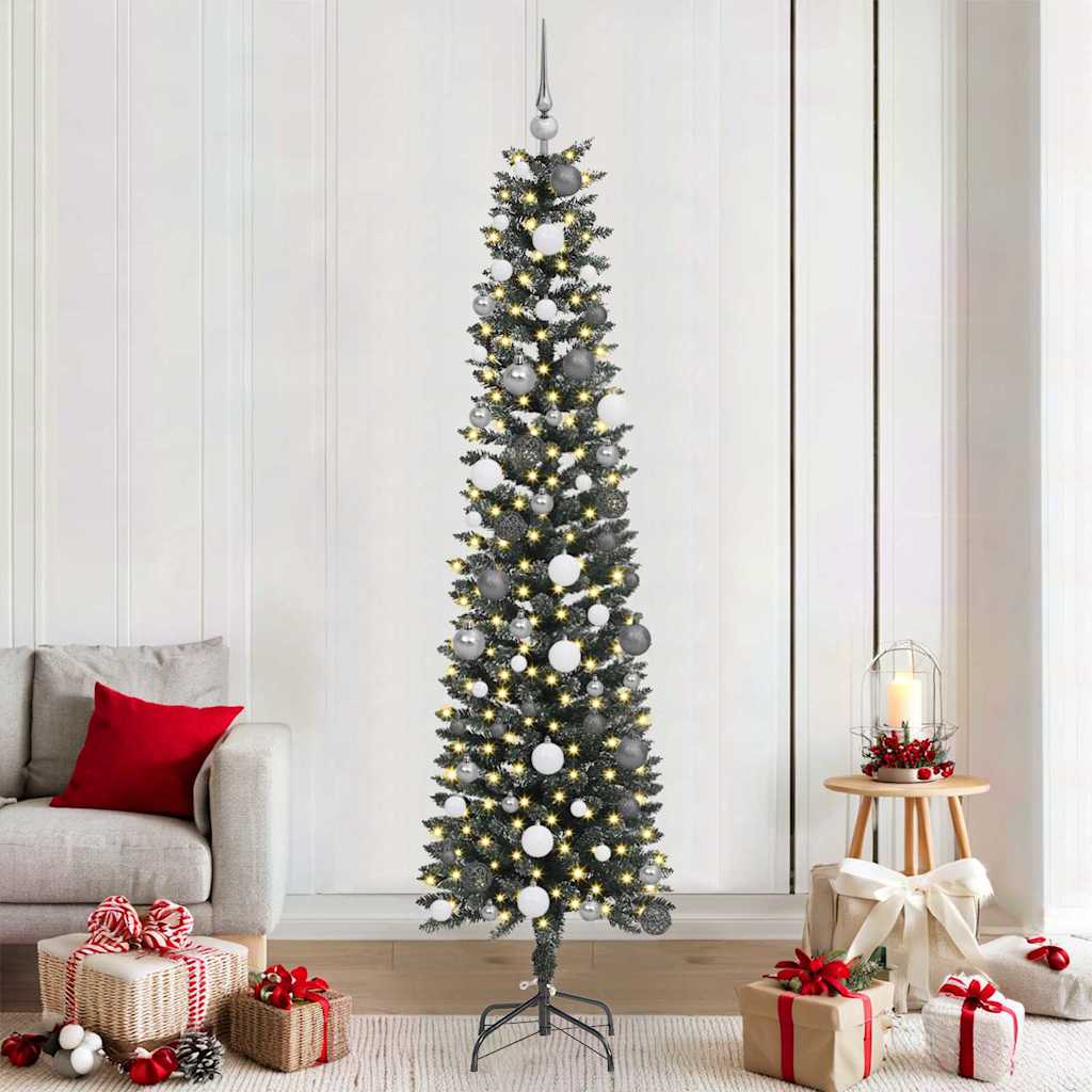 Kunstig juletre med 300 LED grønn 210 cm PVC og plast og stål
