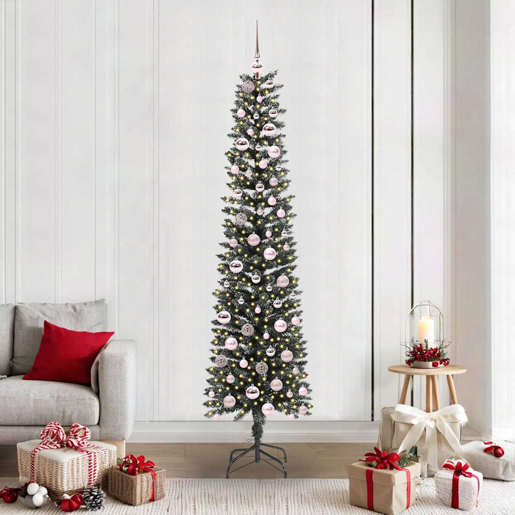 Kunstig juletre med 300 LED grønn 210 cm PVC og plast og stål