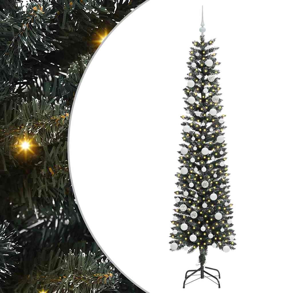 Kunstig juletre med 300 LED grønn 210 cm PVC og plast og stål