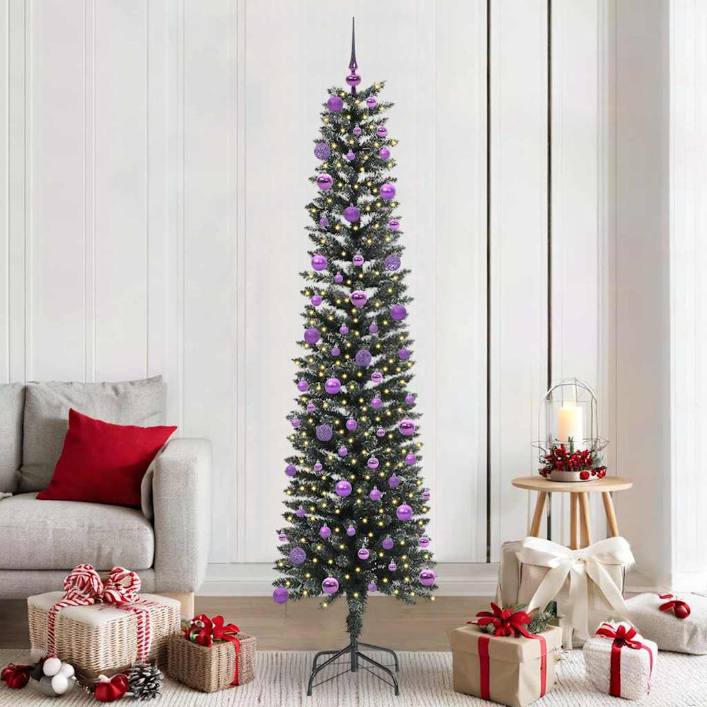 Kunstig juletre med 300 LED grønn 210 cm PVC og plast og stål