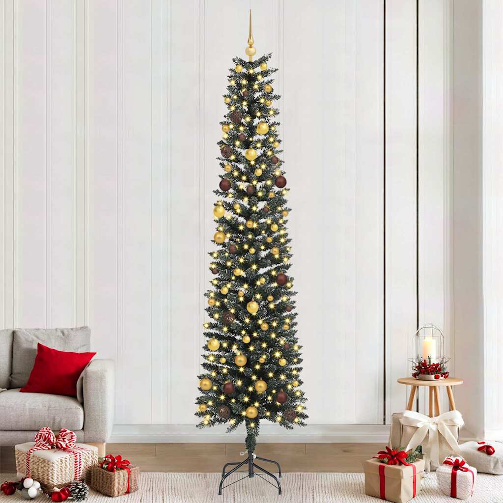 Kunstig juletre med 300 LED grønn 240 cm PVC og plast og stål