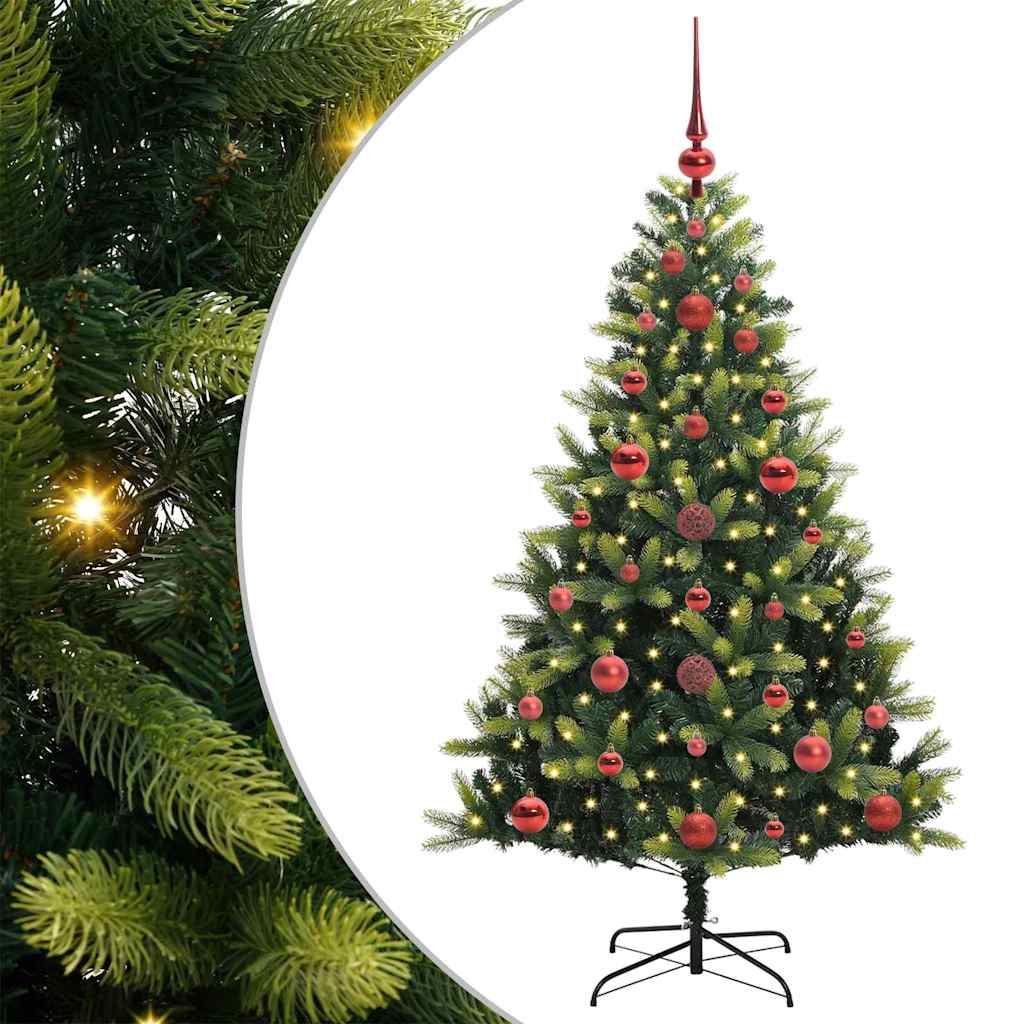 Kunstig Hengt Julegran med 150 LED-lys grønn 120 cm PVC og PE